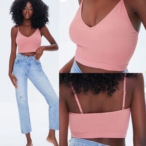 NWT forever21 mauve seamless longline bralette ribbed medium pink women’s